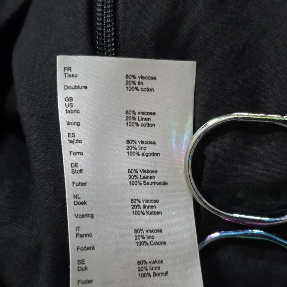 Maje Iloz Tiered Short Women 36 Black High Rise Pockets Belt Side Zip Goth Twill